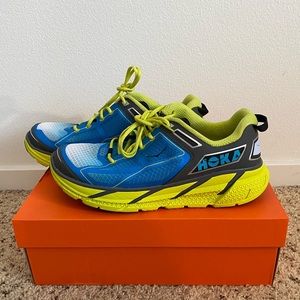 Mens Hoka One One Clifton 1; 9.5 Cyan, Citrus, Grey
